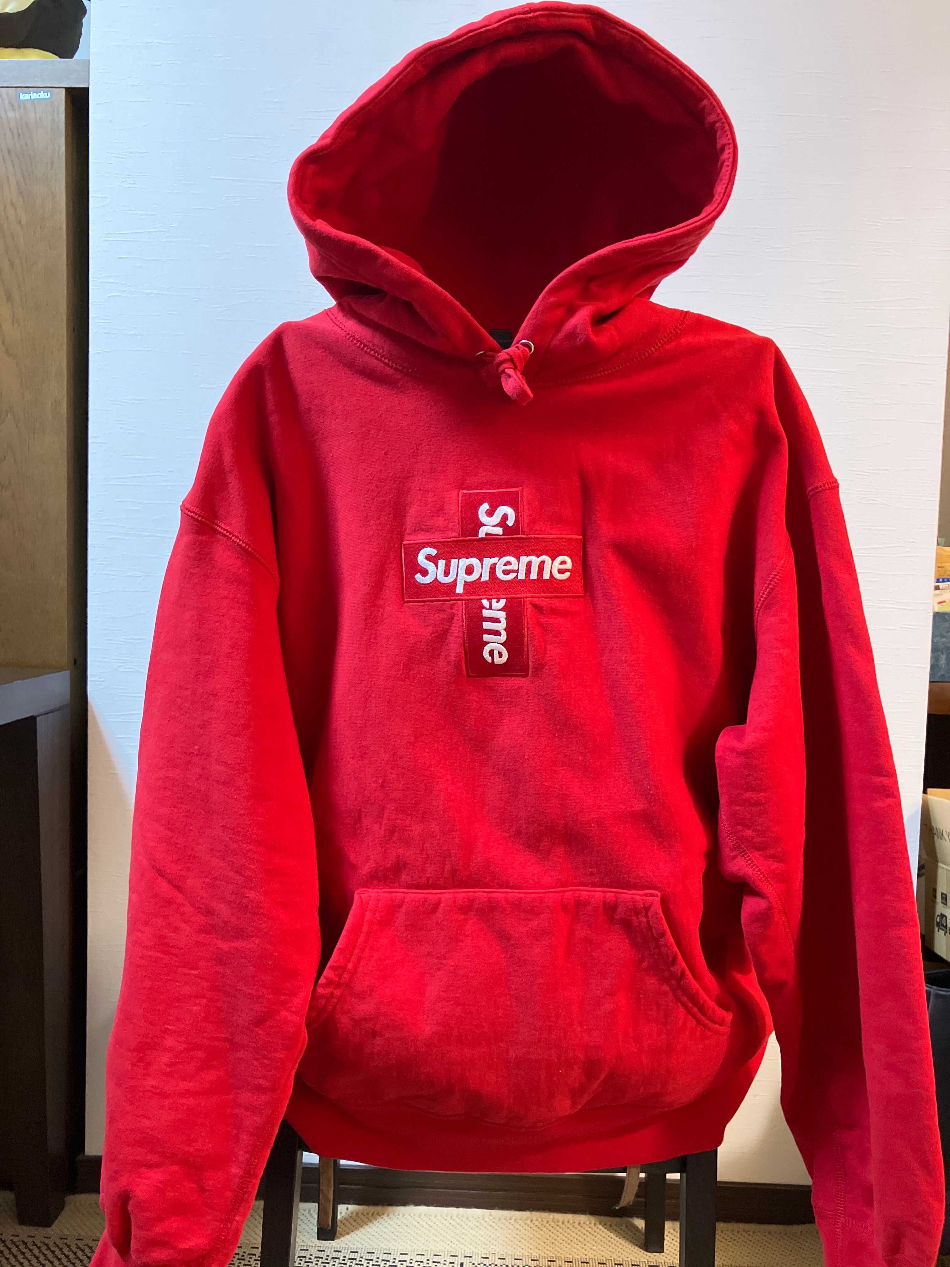Supreme Cross Box Logo Hooded Sweatshirt "Red"