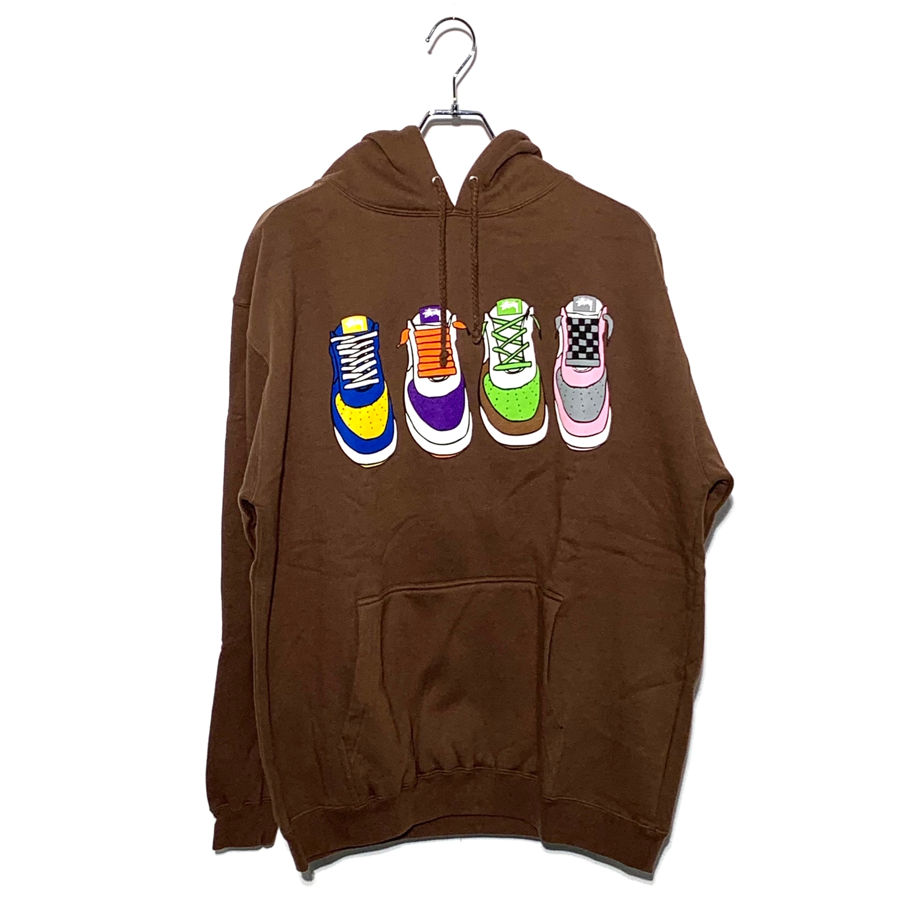 STUSSY sneaker print hoodie brown