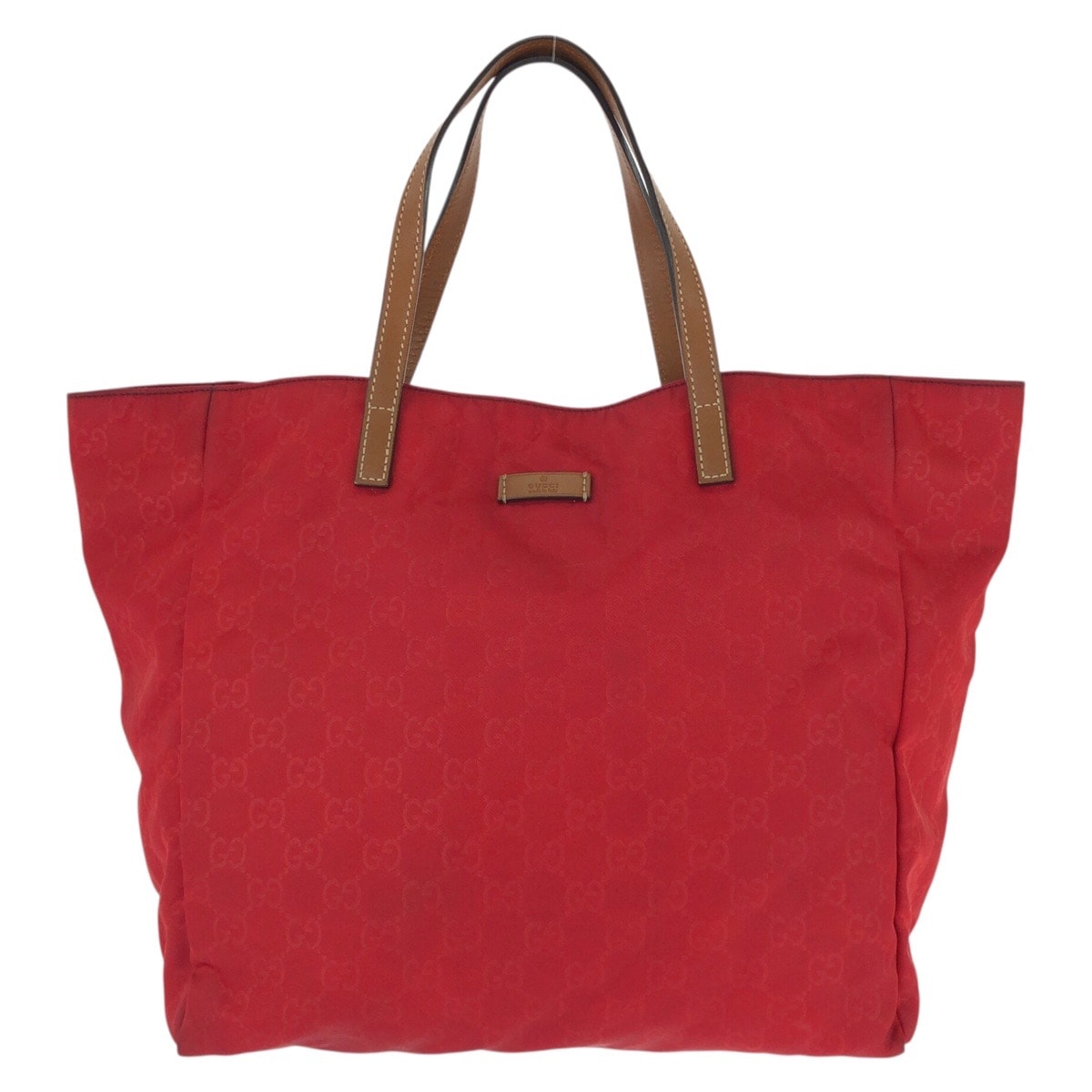 美品 GUCCI グッチ GGナイロン レッド ブラウン ゴールド金具 ナイロン レザー/ トートバッグ ハンドバッグ 604224 【中古】