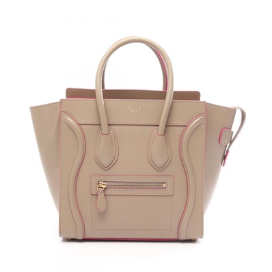セリーヌ CELINE ラゲージ マイクロショッパー トートバッグ バッグ レザー レディース ベージュ系 【中古】
