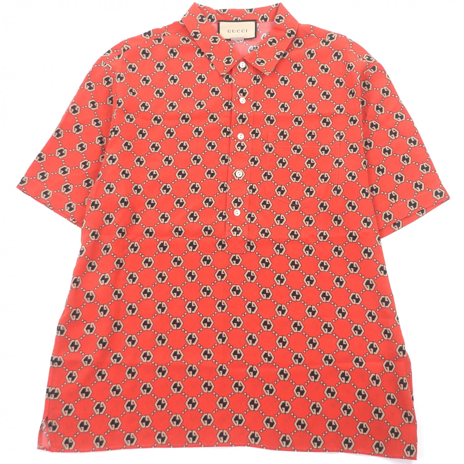 極美品 グッチ 半袖シャツ レッド メンズ 48 654887
