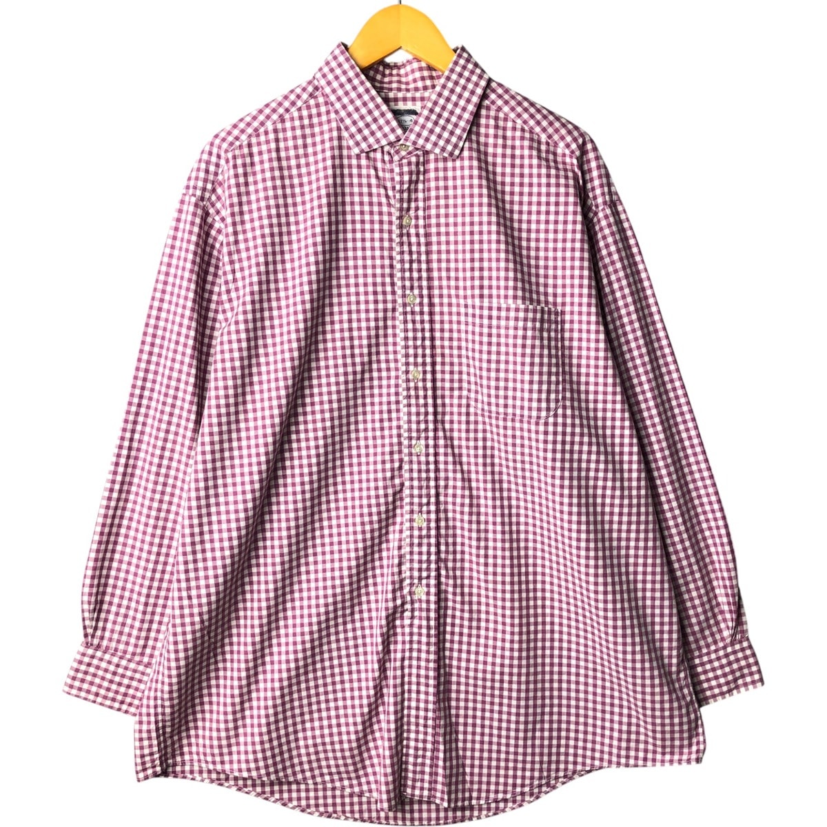 古着 80~90年代 ブルックスブラザーズ Brooks Brothers MAKERS RELAXED FIT ギンガムチェック ワイドカラー 長袖 コットンチェックシャツ USA製 メンズXL相当 ヴィンテージ/eaa567937