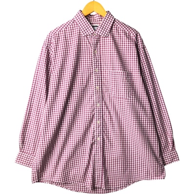 古着 80~90年代 ブルックスブラザーズ Brooks Brothers MAKERS RELAXED FIT ギンガムチェック ワイドカラー 長袖 コットンチェックシャツ USA製 メンズXL相当 ヴィンテージ/eaa567937