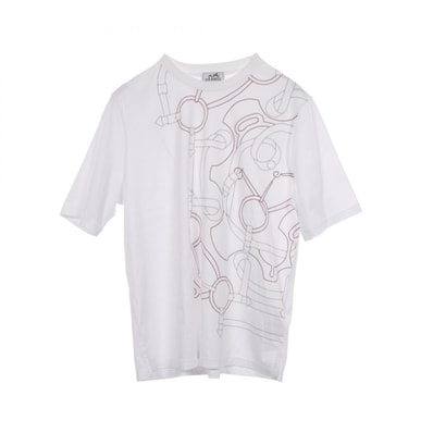 エルメス HERMES Eperon d'Or エプロンドールモザイク 半袖Tシャツ 衣料品 トップス コットン ホワイト メンズ ホワイト系 657790HA 【中古】