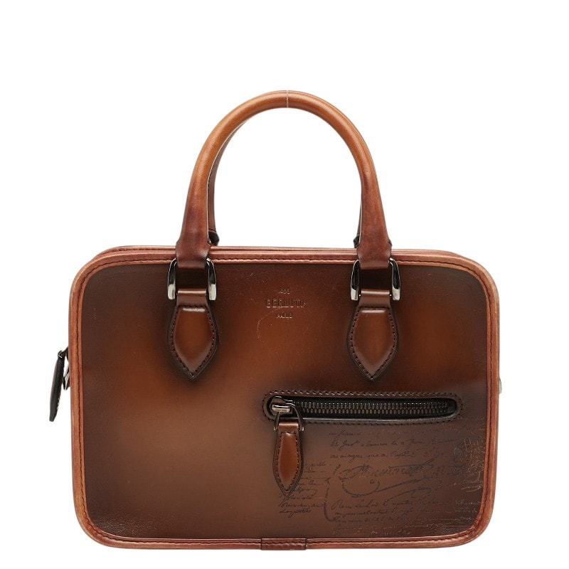 ベルルッティ カリグラフィ アンジュール ガリバー ハンドバッグ ブラウン レザー レディース Berluti 【中古】