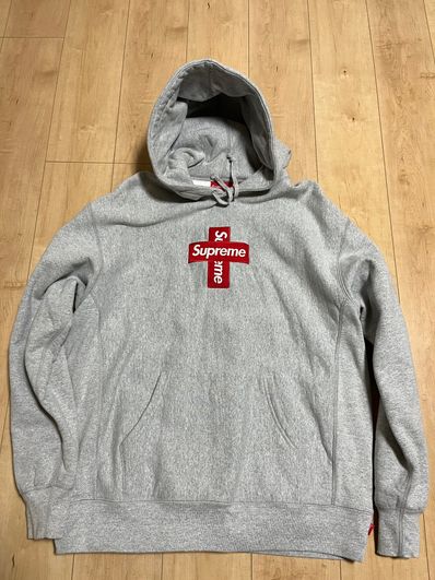 Supreme Cross Box Logo Hooded Sweatshirt "Grey"