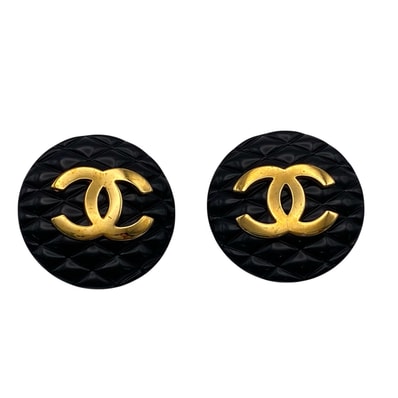 CHANEL シャネル ココマーク キルティングイヤリング イヤリング ブラック ゴールド金具 レディース【中古】