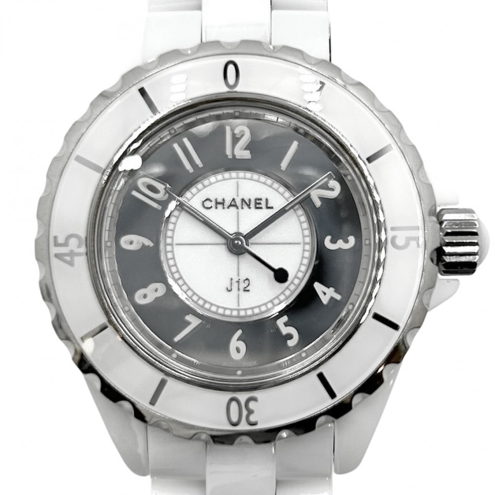 CHANEL シャネル 腕時計 J12 ミラー 33MM 白文字盤 QZ H4861 クオーツ セラミック    ホワイト 白 メンズ 美品【中古品】