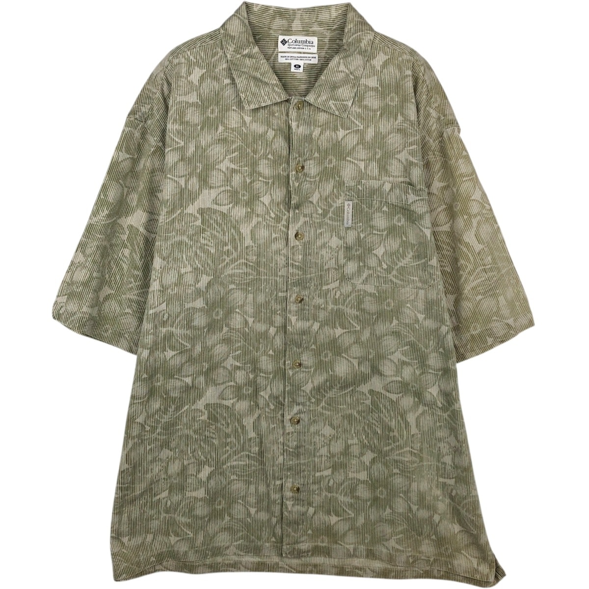 古着 90年代 コロンビア Columbia 総柄 花柄 ワイドカラー 半袖 コットンシャツ ボックスシャツ メンズXL相当 ヴィンテージ/eaa650671