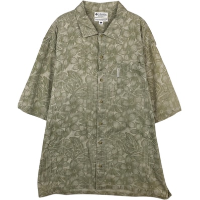 古着 90年代 コロンビア Columbia 総柄 花柄 ワイドカラー 半袖 コットンシャツ ボックスシャツ メンズXL相当 ヴィンテージ/eaa650671