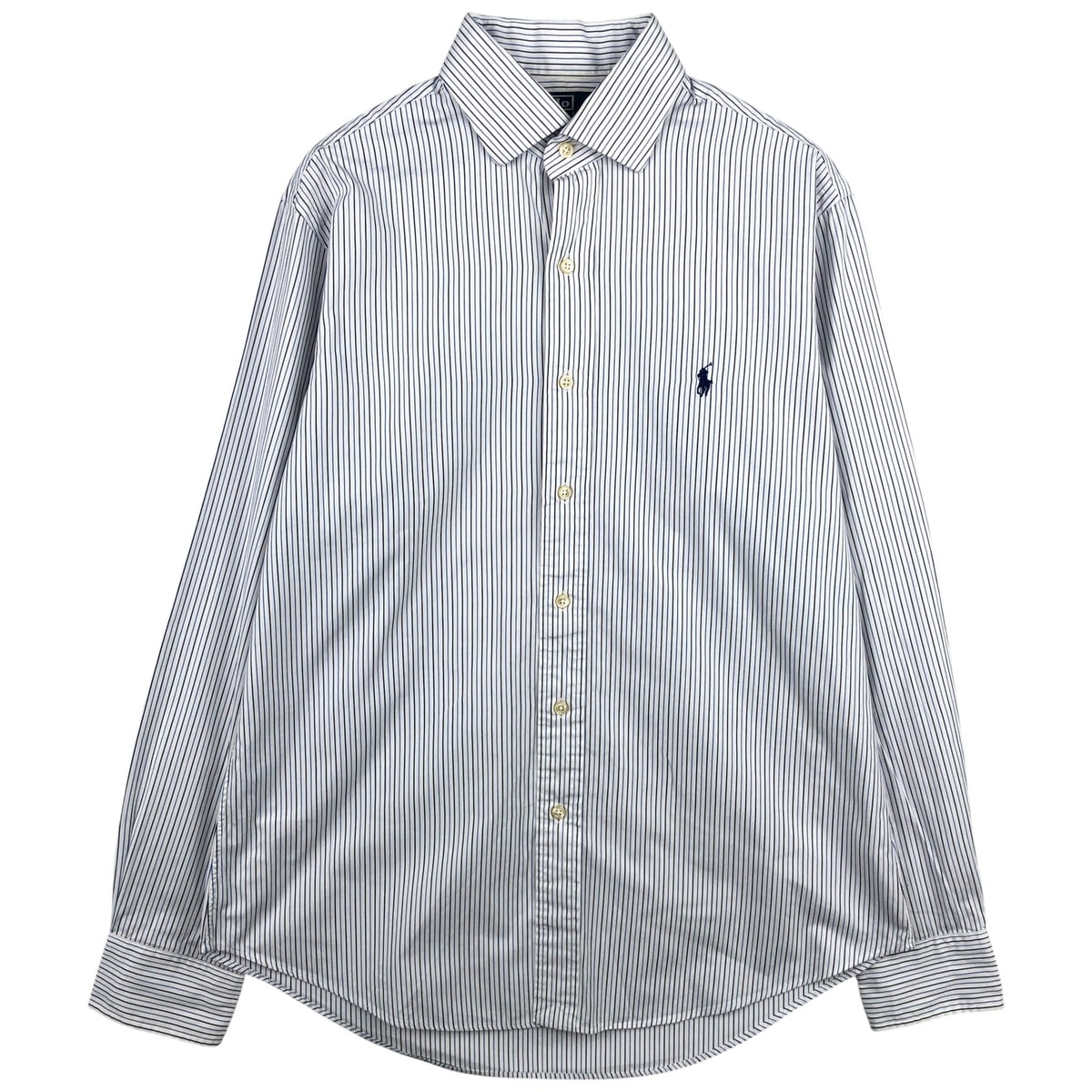 古着 ラルフローレン Ralph Lauren POLO by Ralph Lauren CUSTOM FIT DRESS SHIRT 長袖 コットンストライプシャツ メンズL相当/eaa602390