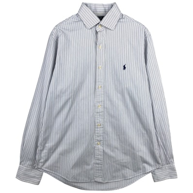 古着 ラルフローレン Ralph Lauren POLO by Ralph Lauren CUSTOM FIT DRESS SHIRT 長袖 コットンストライプシャツ メンズL相当/eaa602390