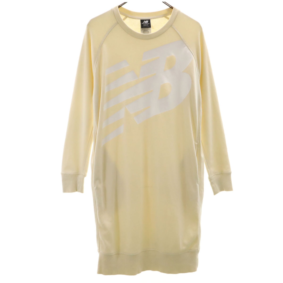 NEW BALANCE ニューバランス 長袖 スウェット ワンピース M ベージュ