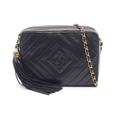 シャネル CHANEL ダイヤステッチ ココマーク タッセル ショルダーバッグ バッグ ラムスキン(羊革) レディース ブラック系 【中古】