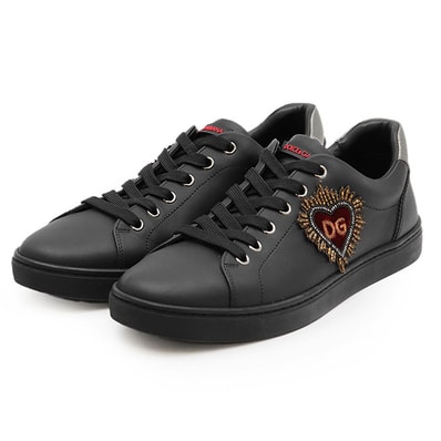ドルチェアンドガッバーナ スニーカー DG ハート ロゴ ワッペン ローカット カップインソール スニーカー メンズ ブラック 42 DOLCE&GABBANA