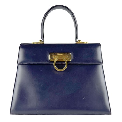 サルヴァトーレフェラガモ Salvatore Ferragamo ハンドバッグ ショルダーバッグ ガンチーニ レザー パープル ゴールド レディース【中古】 z9539