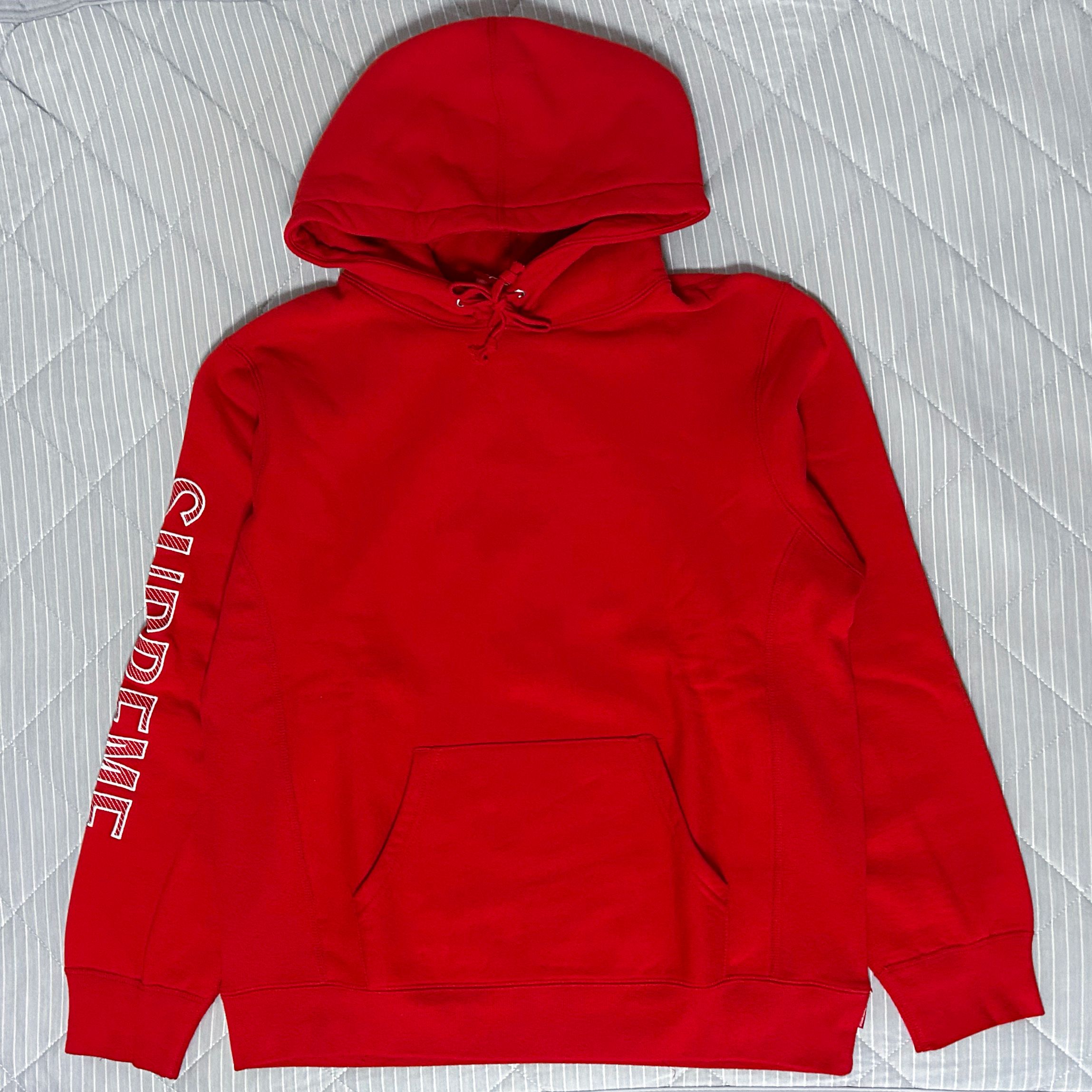 Supreme Sleeve Embroidery Hooded Sweatshirt "Red"