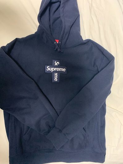 Supreme Cross Box Logo Hooded Sweatshirt "Navy"