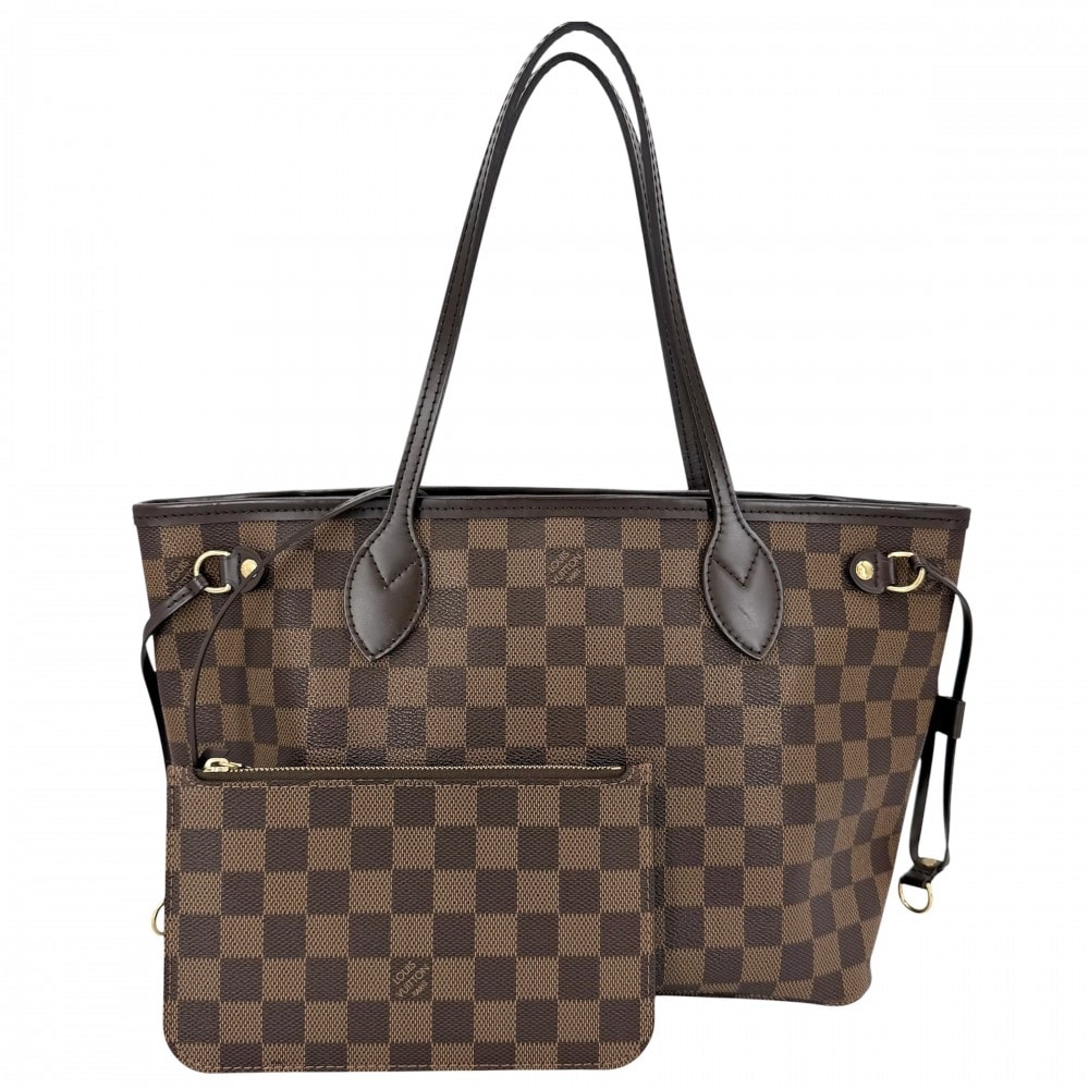 LOUIS VUITTON ルイヴィトン トートバッグ ネヴァーフルPM ハンドバッグ 肩掛け N40600 ダミエキャンバス    ブラウン 茶 ゴールド金具 レディース【中古品】