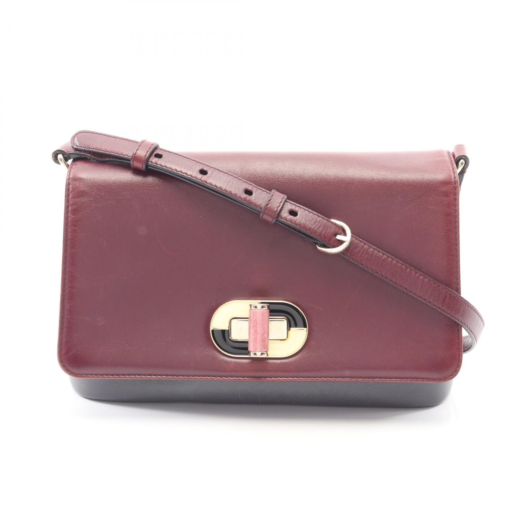 ブルガリ BVLGARI ショルダーバッグ バッグ レザー レディース グレー系 / ボルドー系 【中古】