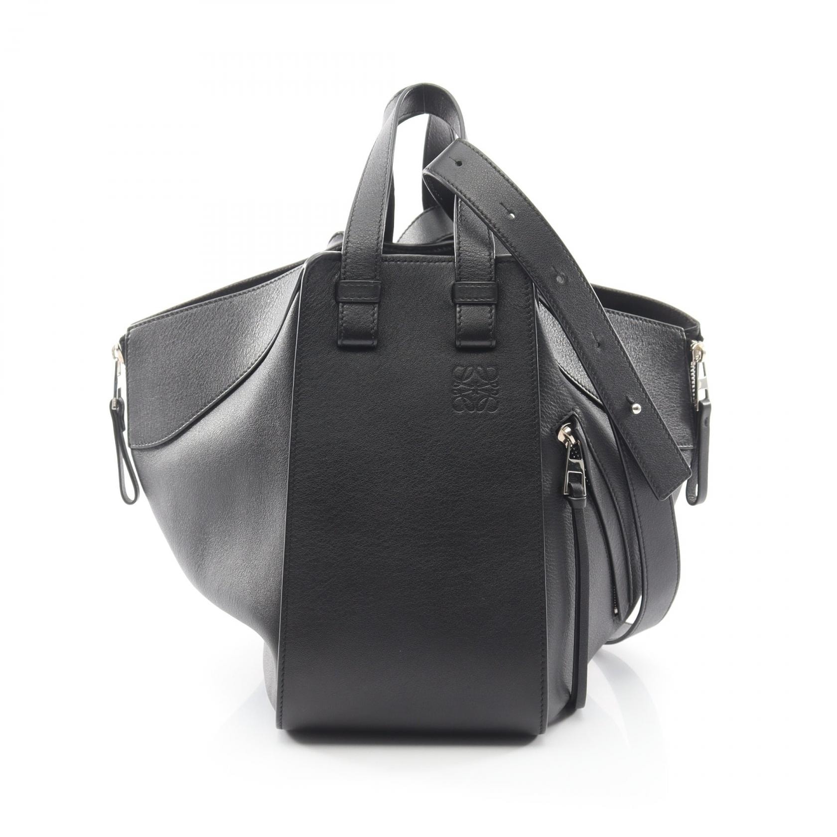 ロエベ LOEWE ハンモックバッグ スモール 2WAY ハンドバッグ バッグ レザー レディース ブラック系 【中古】