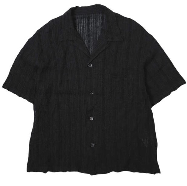 UNUSED アンユーズド 24SS 日本製 Short Sleeve Lace Shirts ショートスリーブレースシャツ US2419 3 BLACK 半袖 開襟 オープンカラー トップス g28296