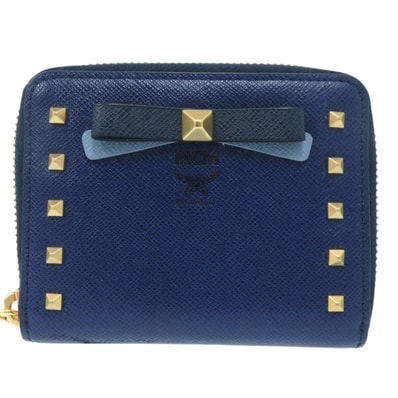 エム・シー・エム スタッズリボン コンパクトラウンドウォレット