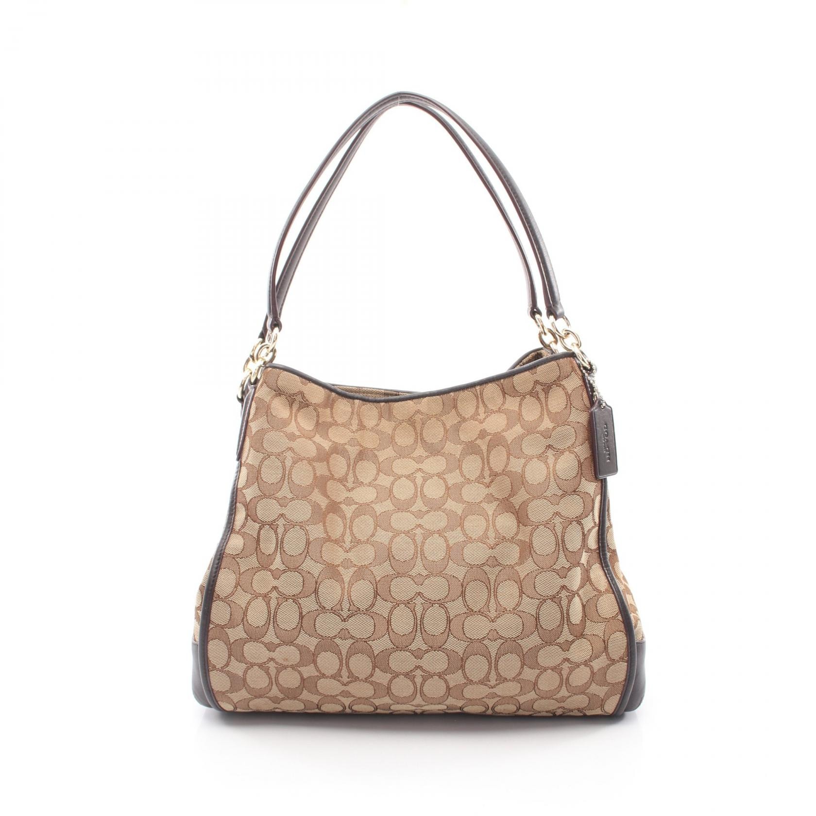 コーチ COACH アウトライン シグネチャー フィービー ショルダーバッグ バッグ キャンバス レザー レディース ベージュ系 / ブラウン系 F36424 【中古】