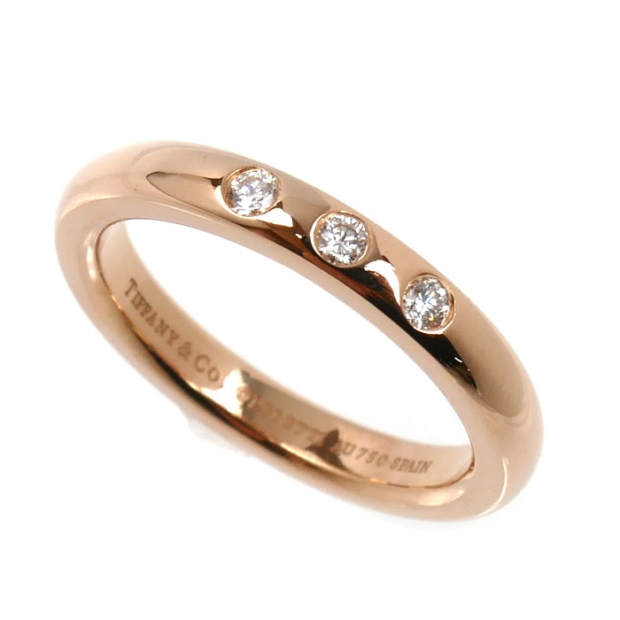 TIFFANY&Co. ティファニー K18PG ピンクゴールド スタッキングバンド 3Pダイヤ リング・指輪 ダイヤモンド 5号 3.4g レディース【中古】【美品】