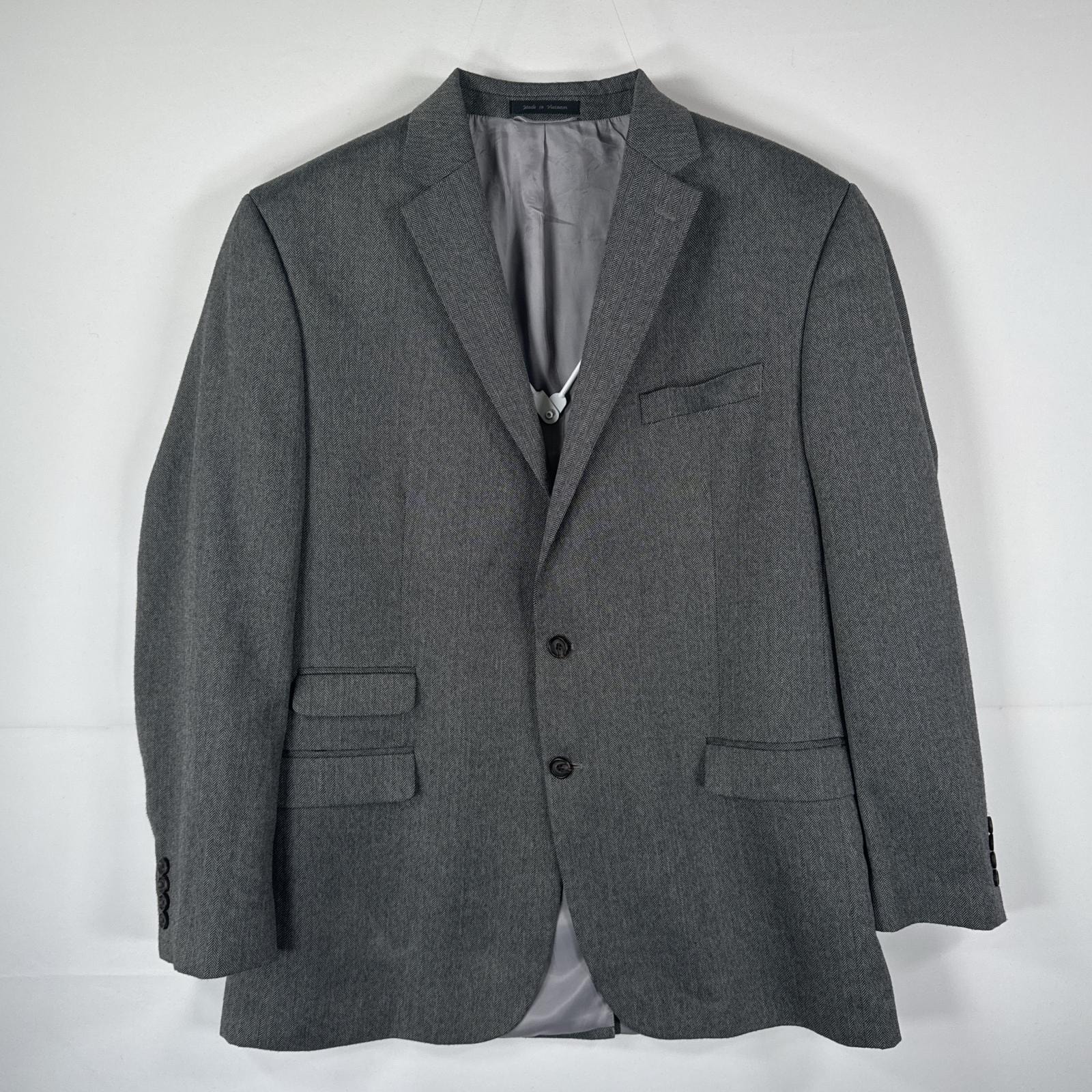 古着 ラルフローレン RALPH LAUREN ヘリンボーン テーラードジャケット ブレザー スーツ 大きいサイズ 起毛 46L  グレー メンズ