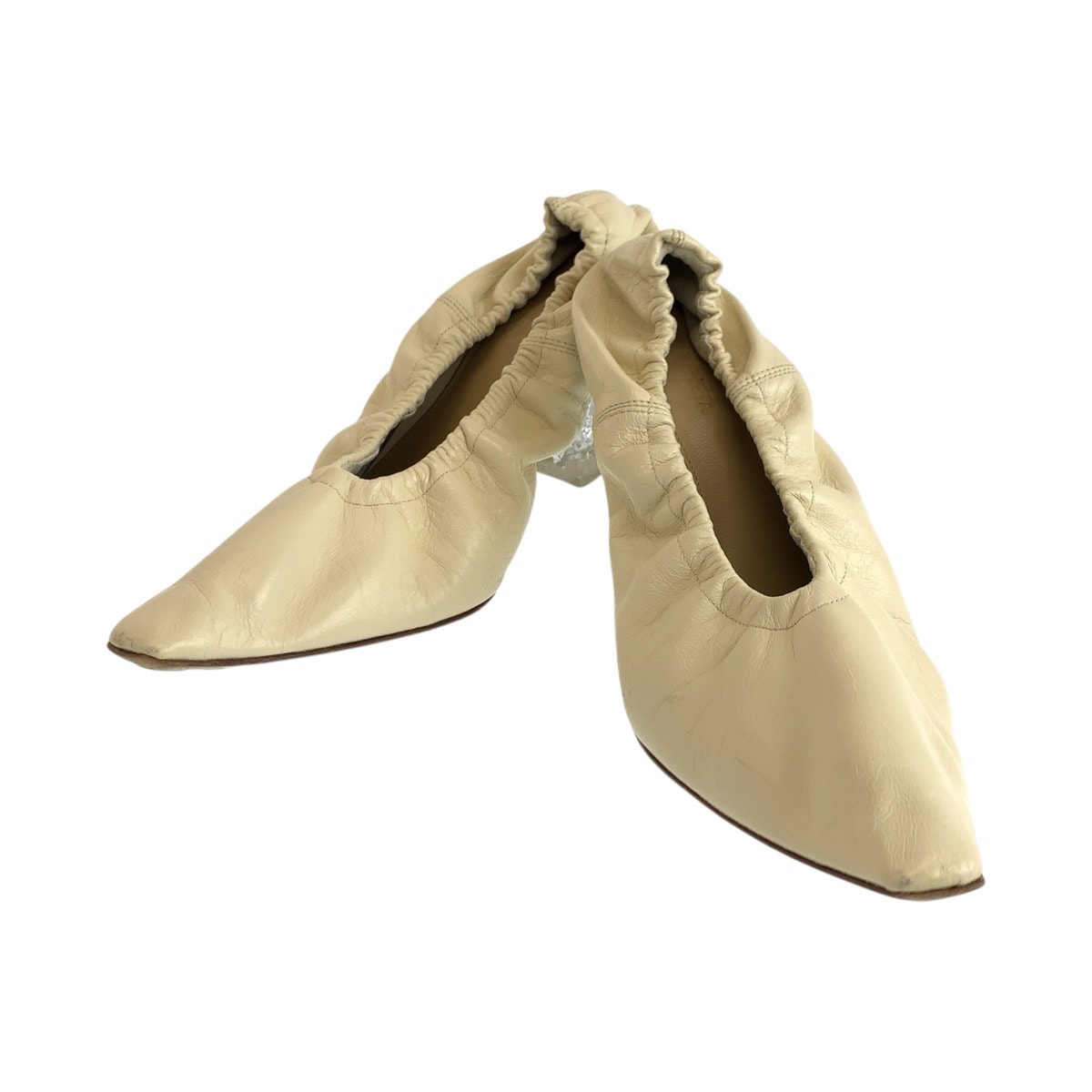 BOTTEGAVENETA ボッテガヴェネタ 21SS アーモンド サイズ37 ベージュ クリア レザー パンプス 504570 【中古】