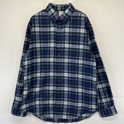 古着 ブルックスブラザーズ Brooks Brothers 長袖シャツ ボタンダウン ネルシャツ 胸ポケット L ブルー系 チェック メンズ