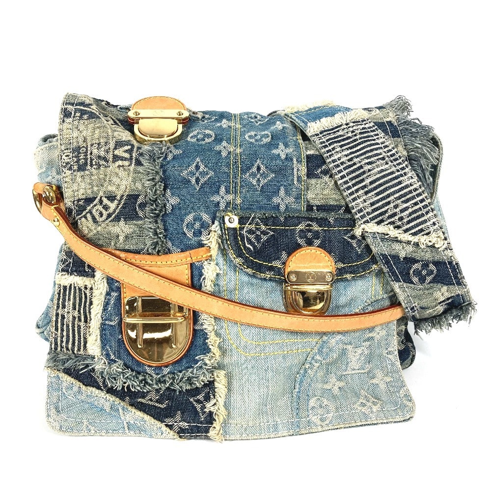 ルイヴィトン LOUIS VUITTON パッチワークポスティ M95374 モノグラムデニム カバン フラップ 斜め掛け メッセンジャーバッグ ショルダーバッグ モノグラムデニムキャンバス ブルー