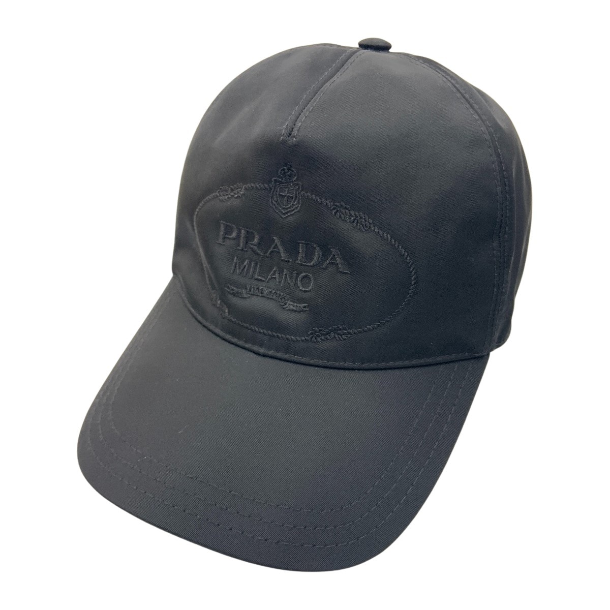 PRADA プラダ ロゴ ナイロン キャップ size M 帽子 ブラック