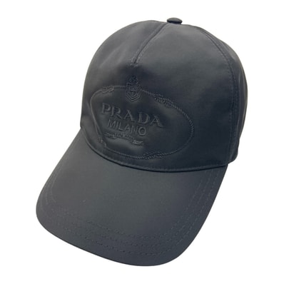 PRADA プラダ ロゴ ナイロン キャップ size M 帽子 ブラック