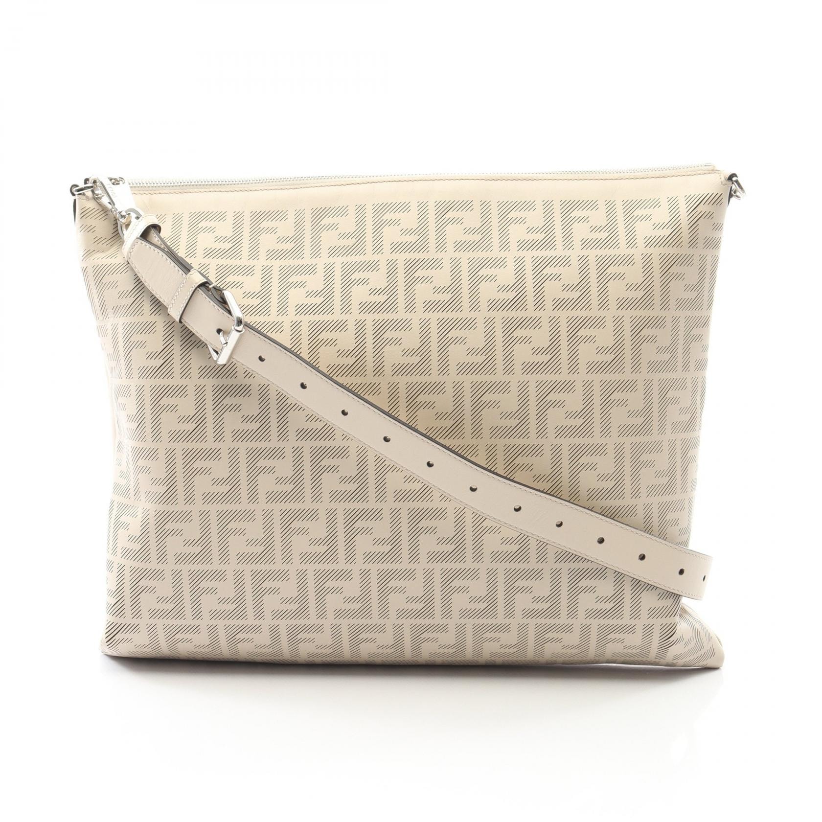 フェンディ FENDI FFロゴ ショルダーバッグ バッグ レザー メンズ ホワイト系 7VA604 【中古】