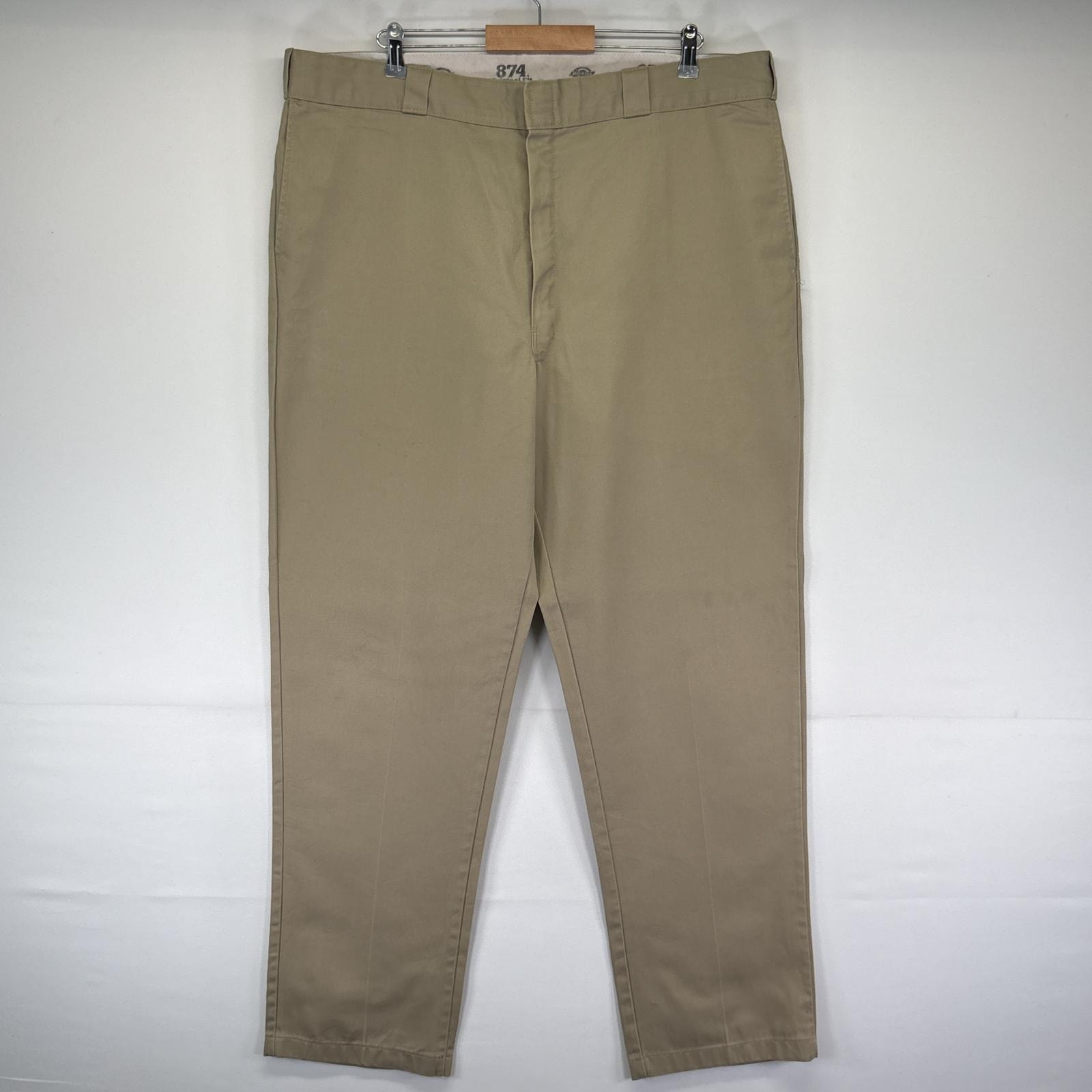 古着 ディッキーズ Dickies ワークパンツ 874 チノパン ワンポイントロゴ 大きいサイズ ストレート w44 L34 ベージュ系 メンズ