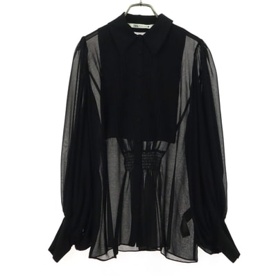 ZARA ザラ 長袖 シースルー ブラウス S ブラック