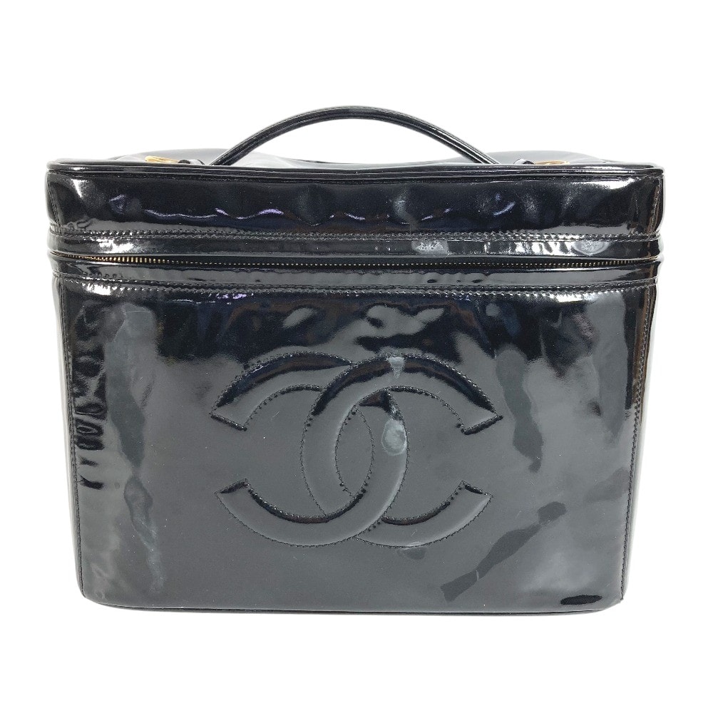 シャネル CHANEL CC ココマーク バニティバッグ ヴィンテージ 2WAYバッグ ショルダーバッグ カバン 肩掛け ハンドバッグ パテントレザー ブラック