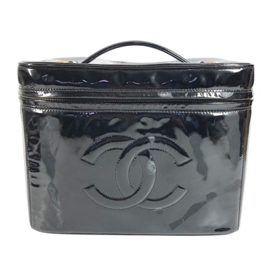 シャネル CHANEL CC ココマーク バニティバッグ ヴィンテージ 2WAYバッグ ショルダーバッグ カバン 肩掛け ハンドバッグ パテントレザー ブラック