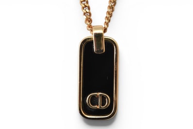 クリスチャンディオール ネックレス Christian Dior ヴィンテージ CDロゴ ブラック/ゴールド【中古】