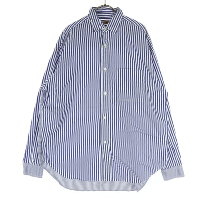 美品 BEAMS LIGHTS ビームスライツ ストライプ柄 長袖 コットンシャツ M ブルー