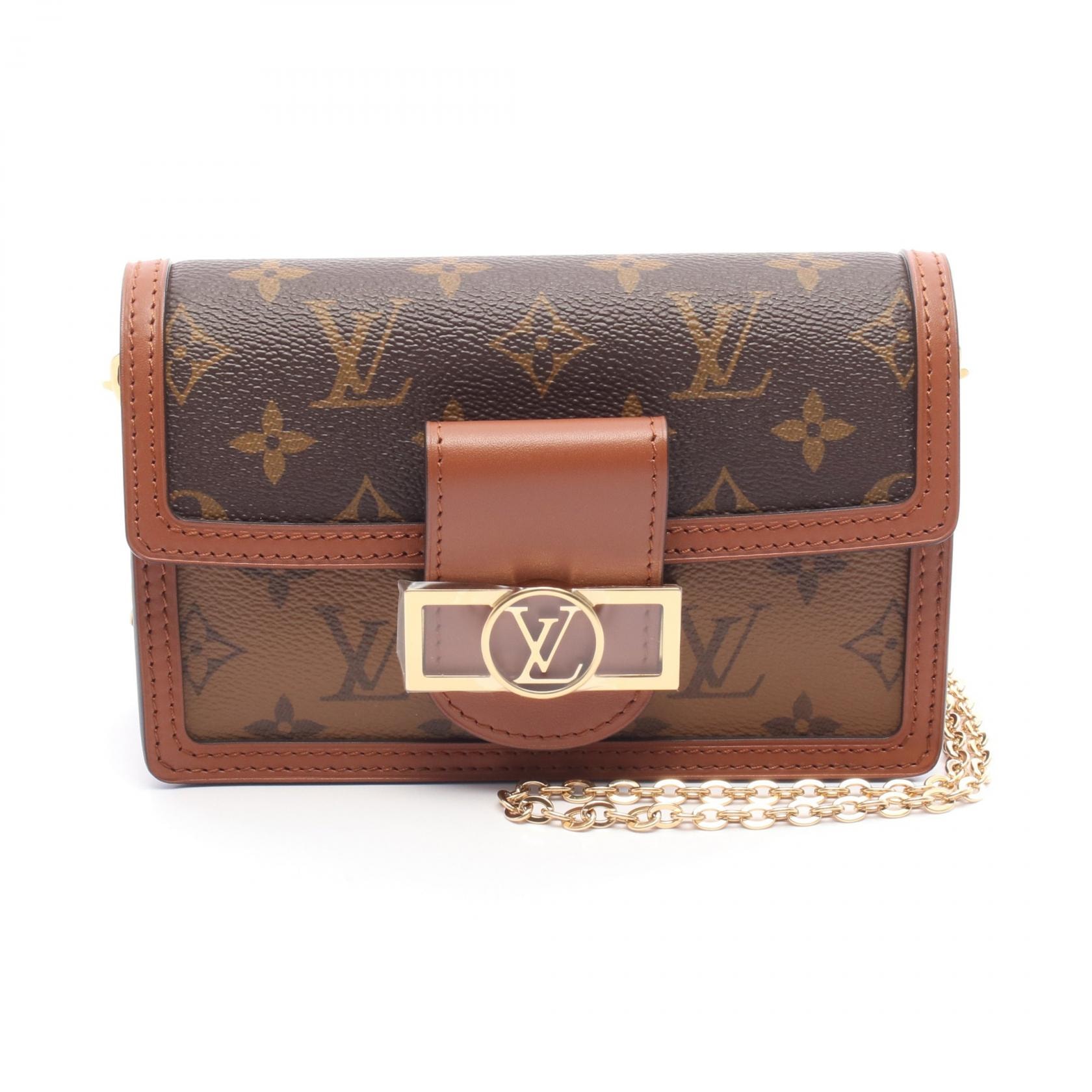 ルイ・ヴィトン LOUIS VUITTON ポルトフォイユ ドーフィーヌ ショルダーバッグ バッグ PVCコーティングキャンバス レザー モノグラム・リバース ベージュ レディース ブラウン系 / ベージュ系 M68746 【中古】