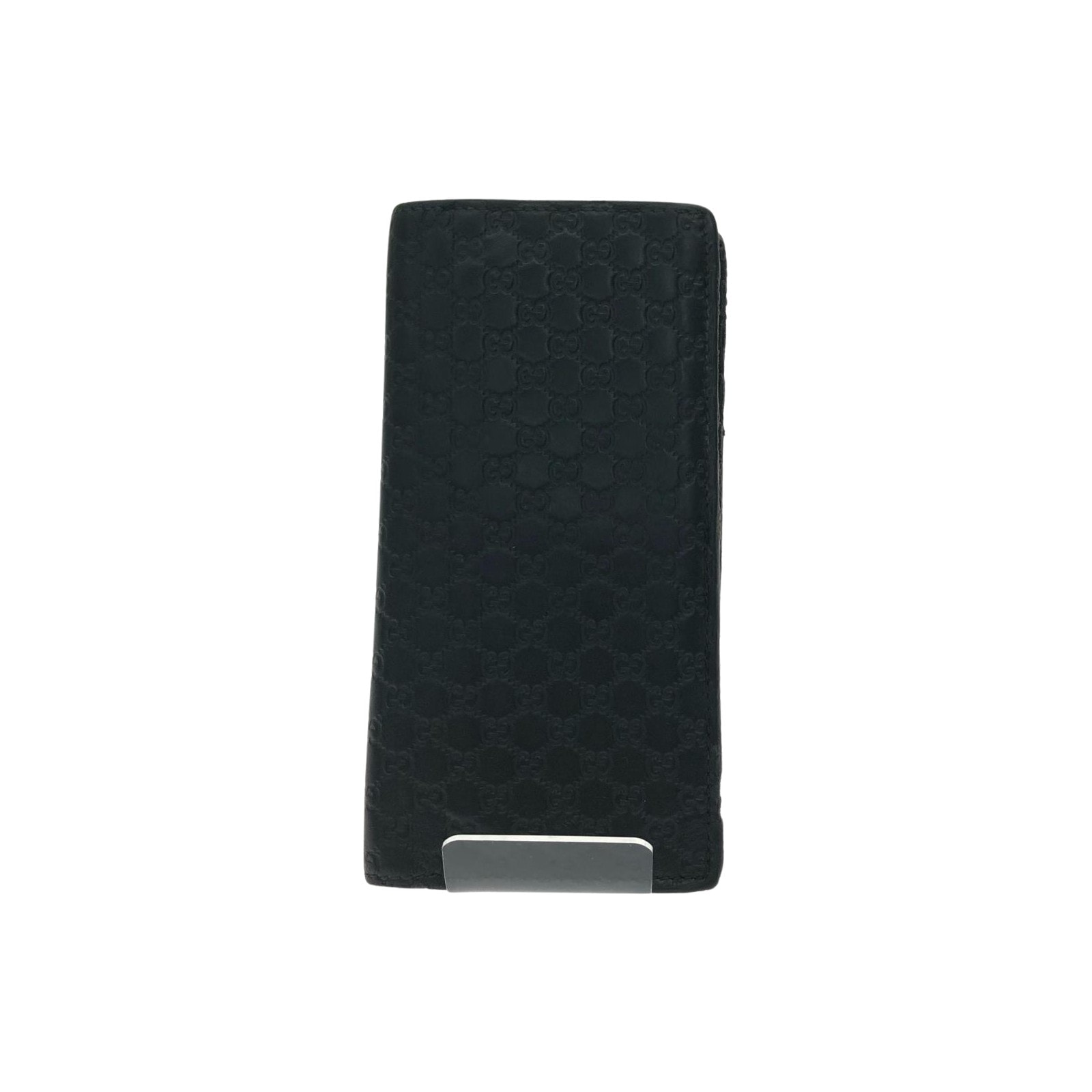 GUCCI グッチ メンズ 二つ折り長財布 マイクログッチシマ ロングウォレット カードケース 小銭入れなし ブラック