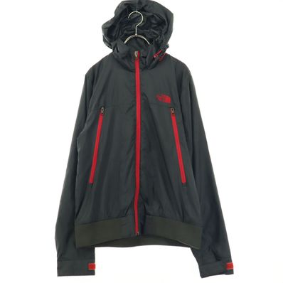 美品 THE NORTH FACE ノースフェイス 刺繍 長袖 ウインドブレーカー ダークグレー系 NPO01134