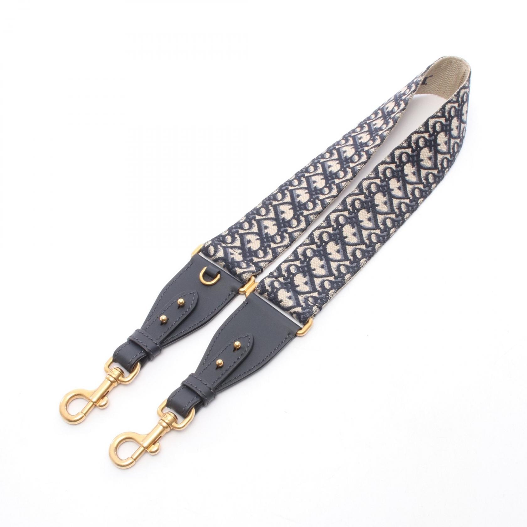 ディオール Dior オブリーク ショルダーストラップ アクセサリー キャンバス レザー レディース ネイビー系 / ベージュ系 S8555CTZQ_M928 【中古】