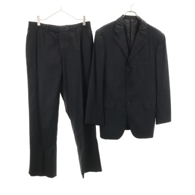 BURBERRY BLACK LABEL バーバリーブラックレーベル 日本製 ストライプ柄 スーツ 上下セットアップ 40R ブラック 三陽商会