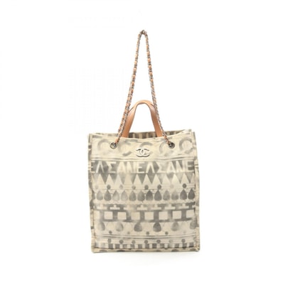 シャネル CHANEL ココマーク トートバッグ バッグ キャンバス レザー レディース ベージュ系 / ブラウン系 【中古】