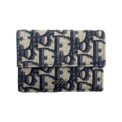 Christian Dior クリスチャンディオール トロッター 10-BO-0222 ネイビー 3つ折り財布