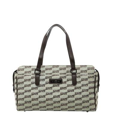 バレンシアガ BBロゴ トートバッグ ハンドバッグ ブラウン キャンバス レザー レディース BALENCIAGA 【中古】